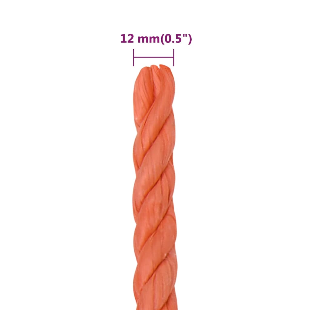 arbejdsreb 12 mm 50 m polypropylen orange