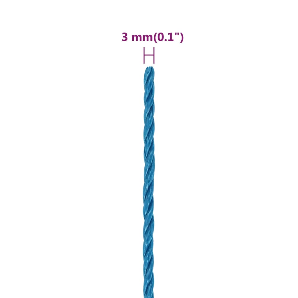 arbejdsreb 3 mm 250 m polypropylen blå
