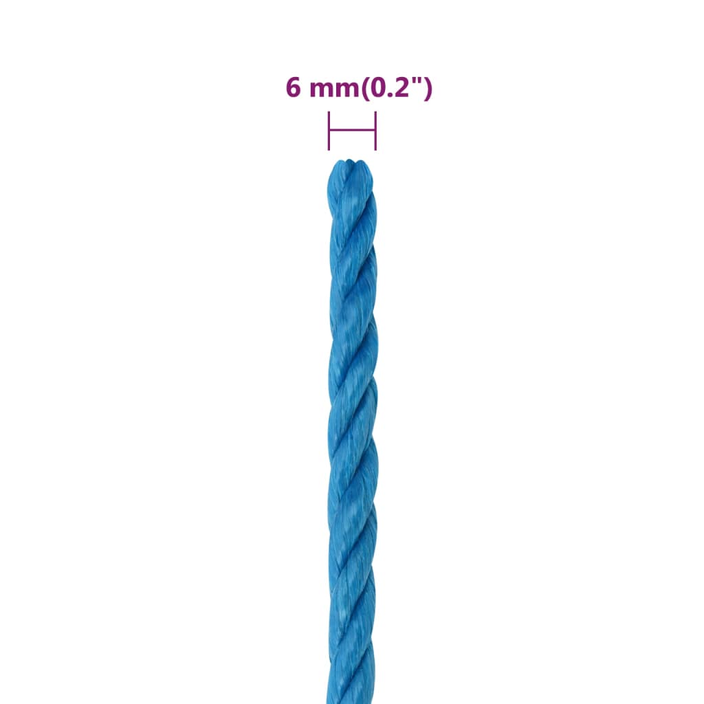 arbejdsreb 6 mm 100 m polypropylen blå