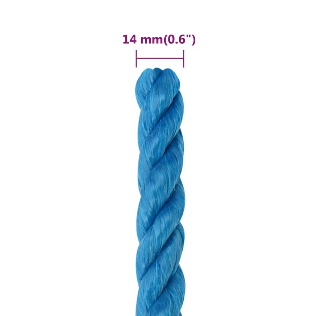 arbejdsreb 14 mm 25 m polypropylen blå