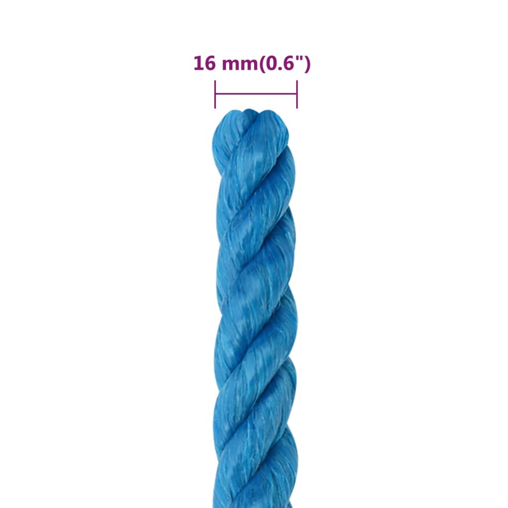 arbejdsreb 16 mm 50 m polypropylen blå