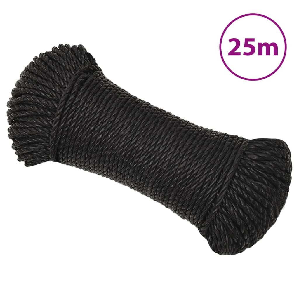 arbejdsreb 3 mm 25 m polypropylen sort