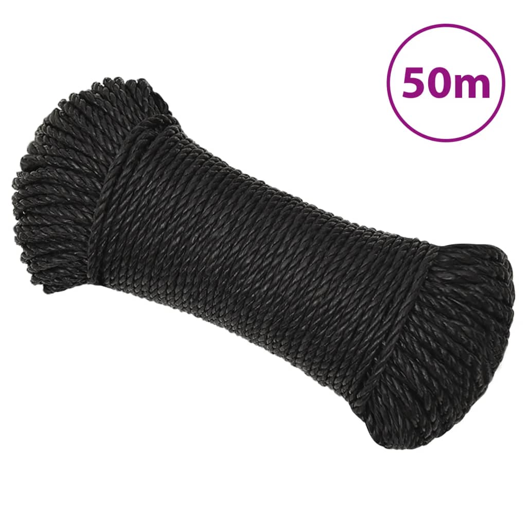 arbejdsreb 3 mm 50 m polypropylen sort