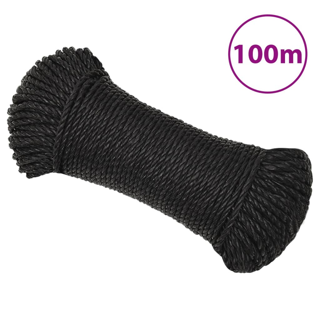 arbejdsreb 3 mm 100 m polypropylen sort