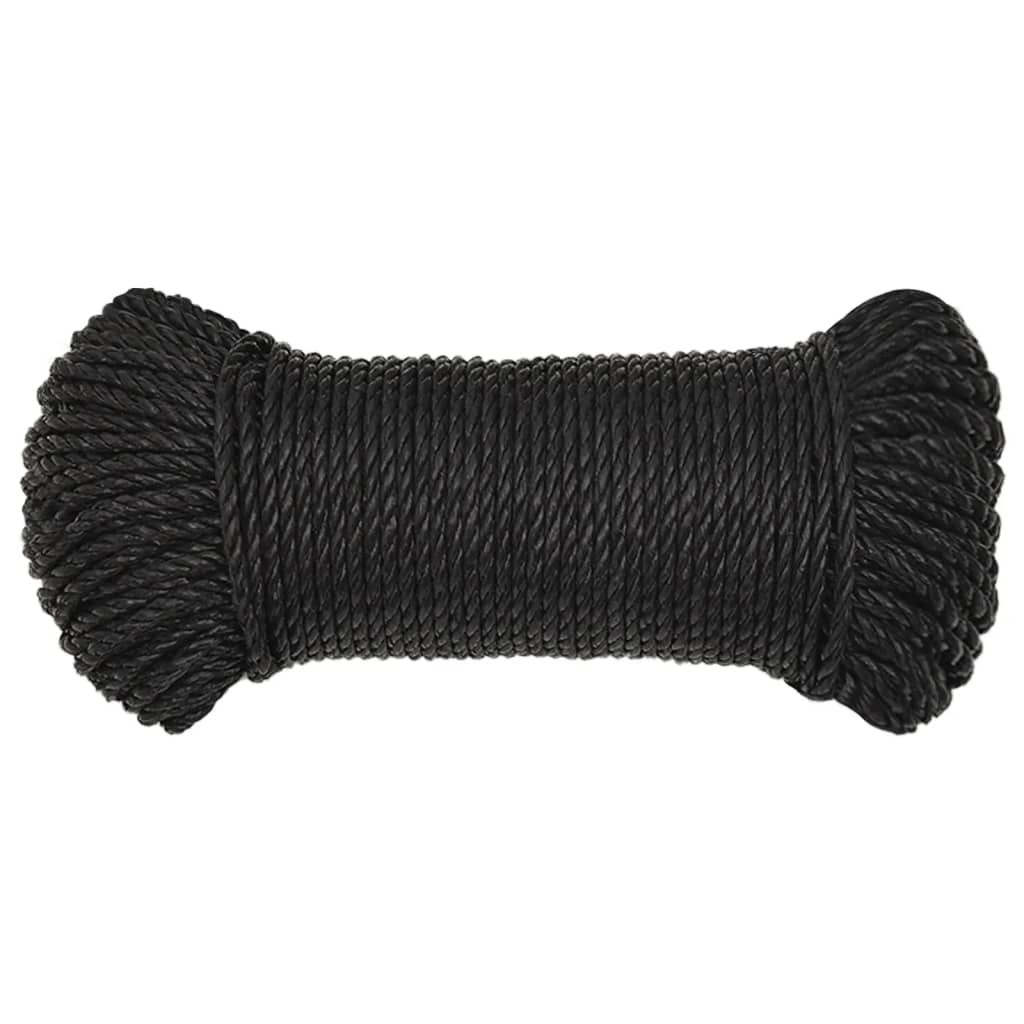 arbejdsreb 3 mm 250 m polypropylen sort