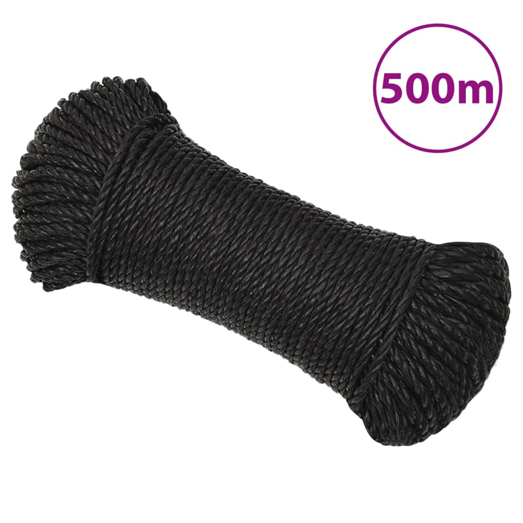 arbejdsreb 3 mm 500 m polypropylen sort