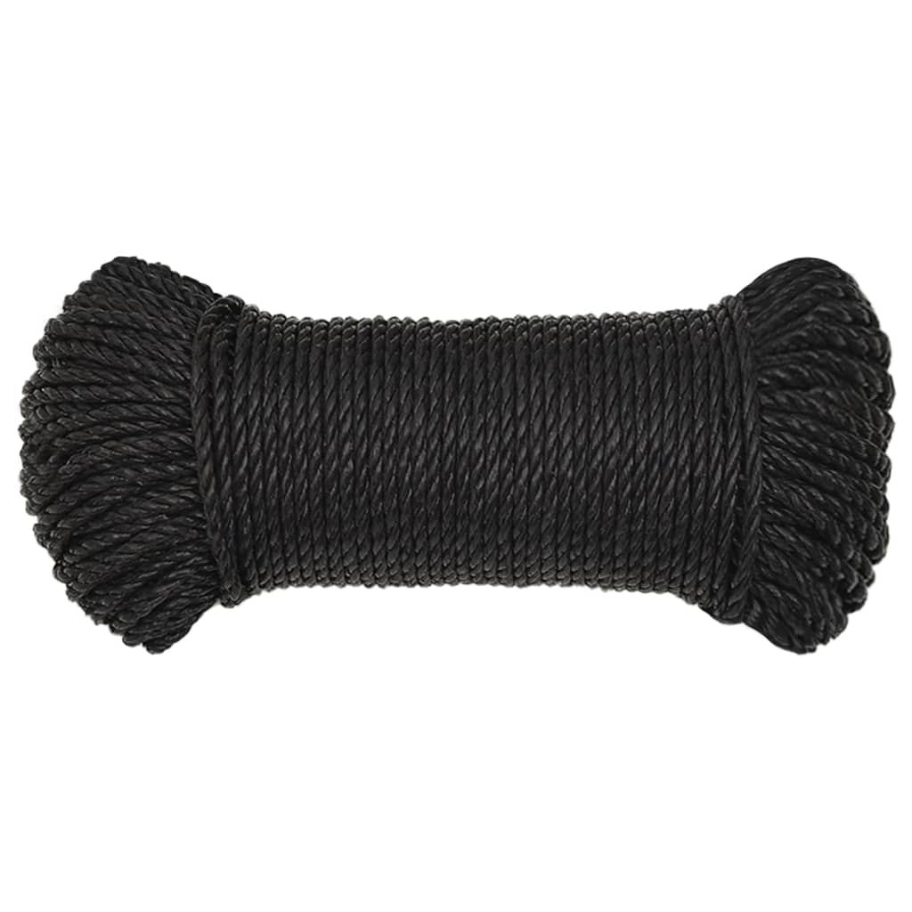 arbejdsreb 6 mm 250 m polypropylen sort