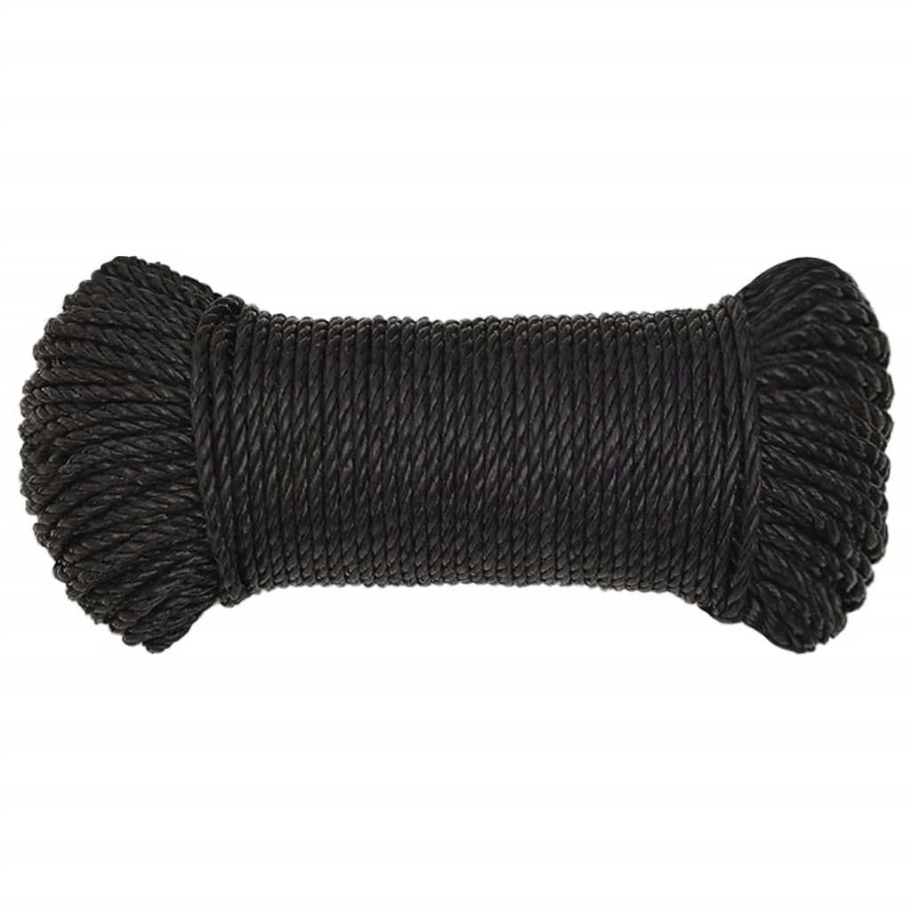arbejdsreb 6 mm 500 m polypropylen sort