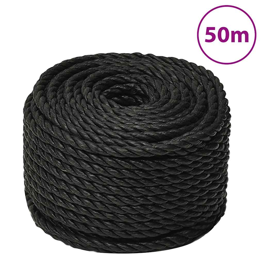 arbejdsreb 10 mm 50 m polypropylen sort