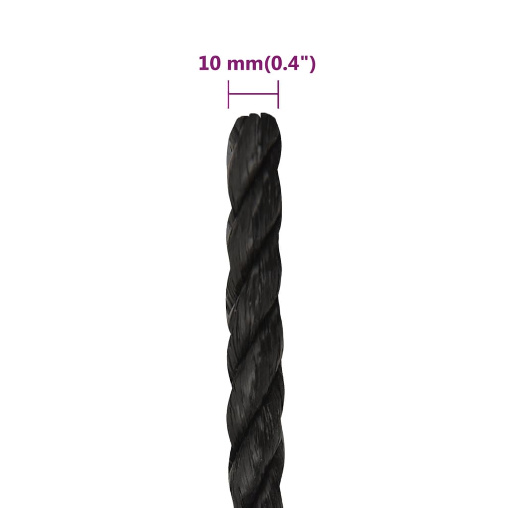 arbejdsreb 10 mm 250 m polypropylen sort