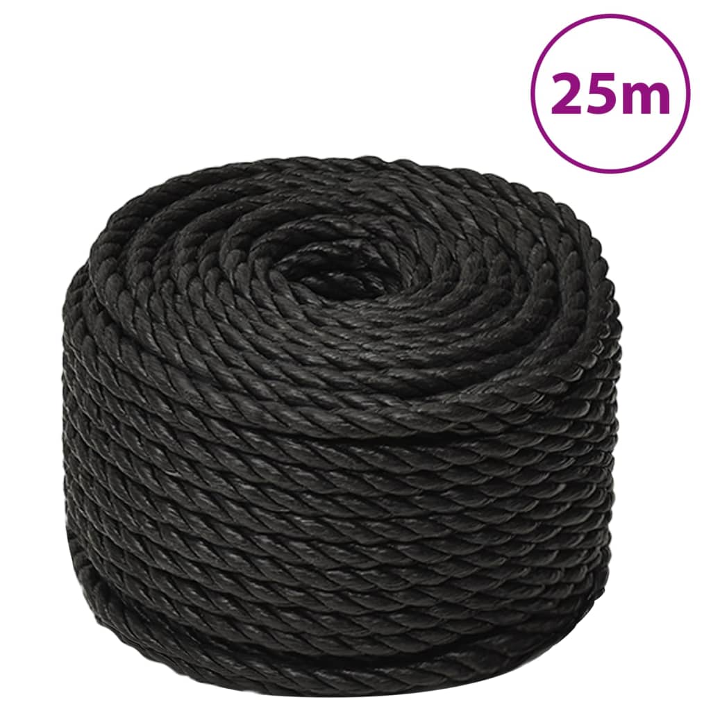 arbejdsreb 14 mm 25 m polypropylen sort