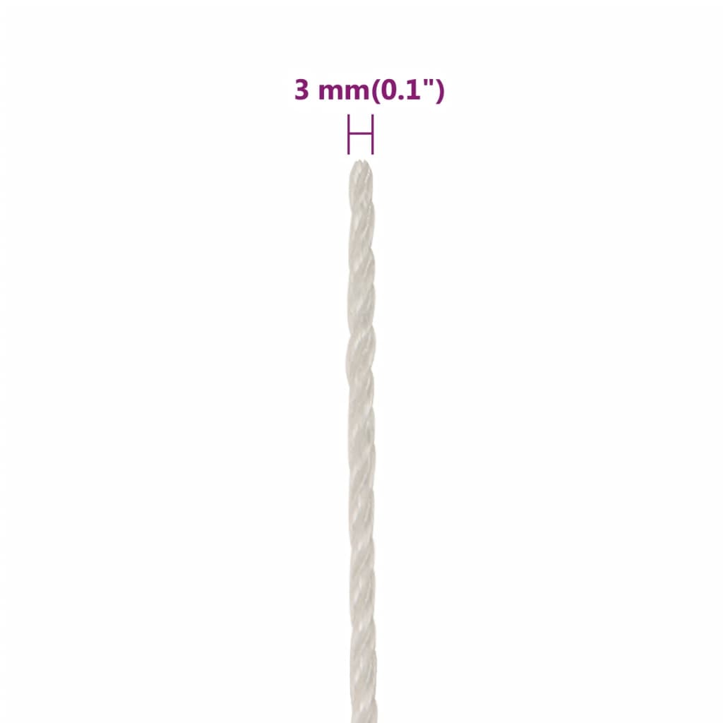 arbejdsreb 3 mm 50 m polypropylen hvid