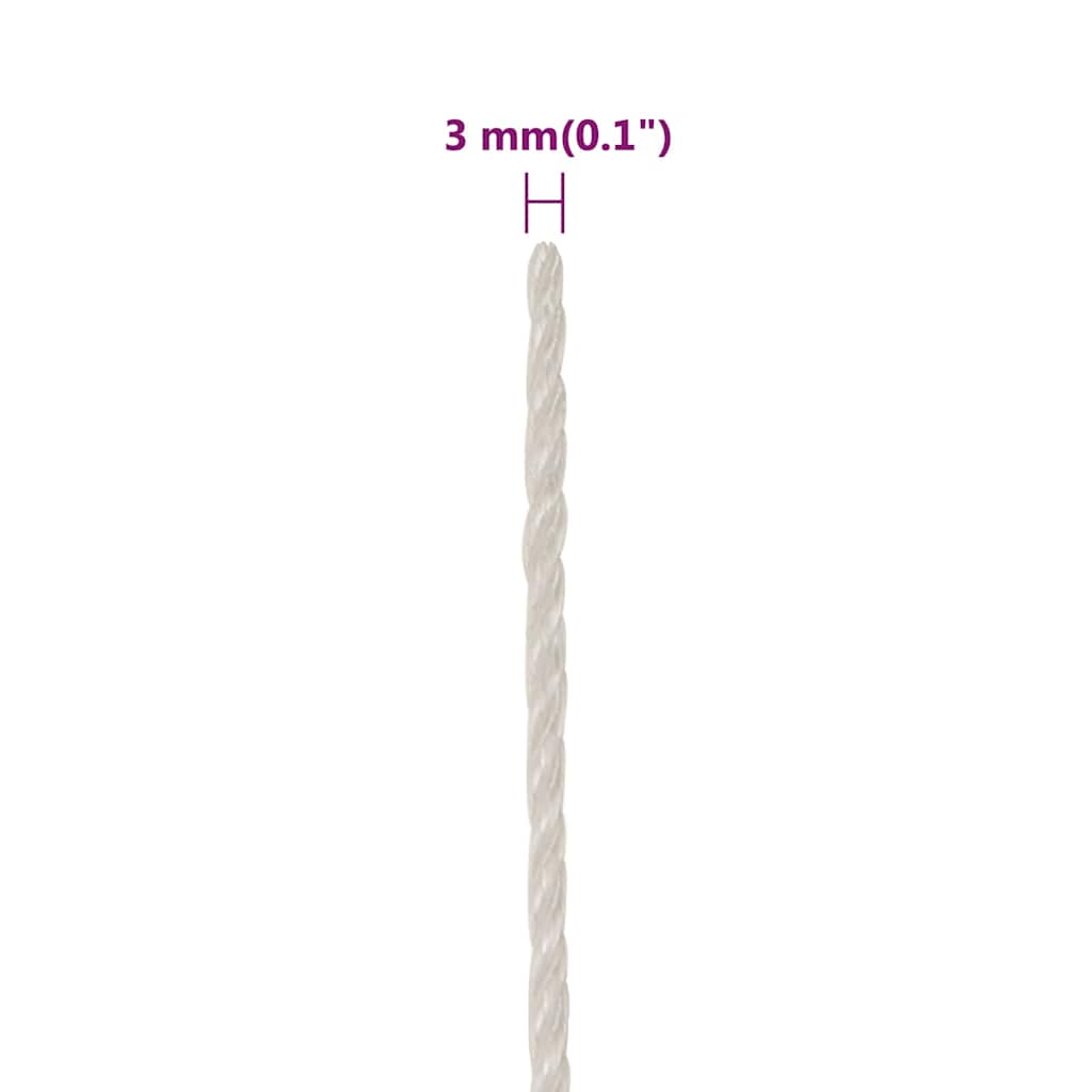 arbejdsreb 3 mm 100 m polypropylen hvid