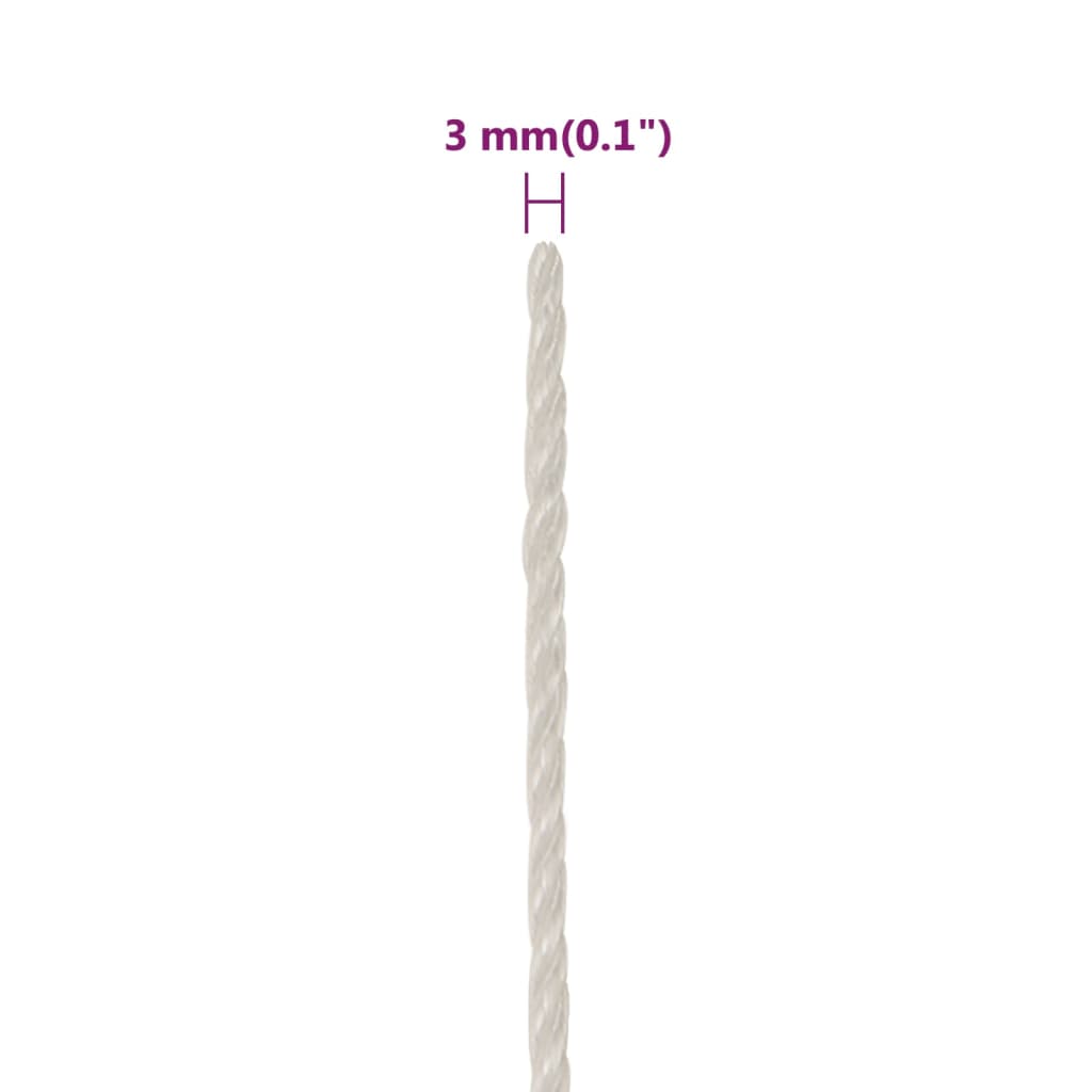 arbejdsreb 3 mm 250 m polypropylen hvid