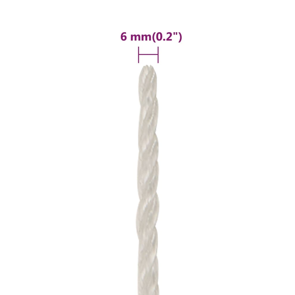 arbejdsreb 6 mm 50 m polypropylen hvid