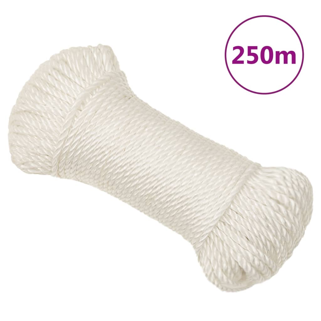 arbejdsreb 6 mm 250 m polypropylen hvid