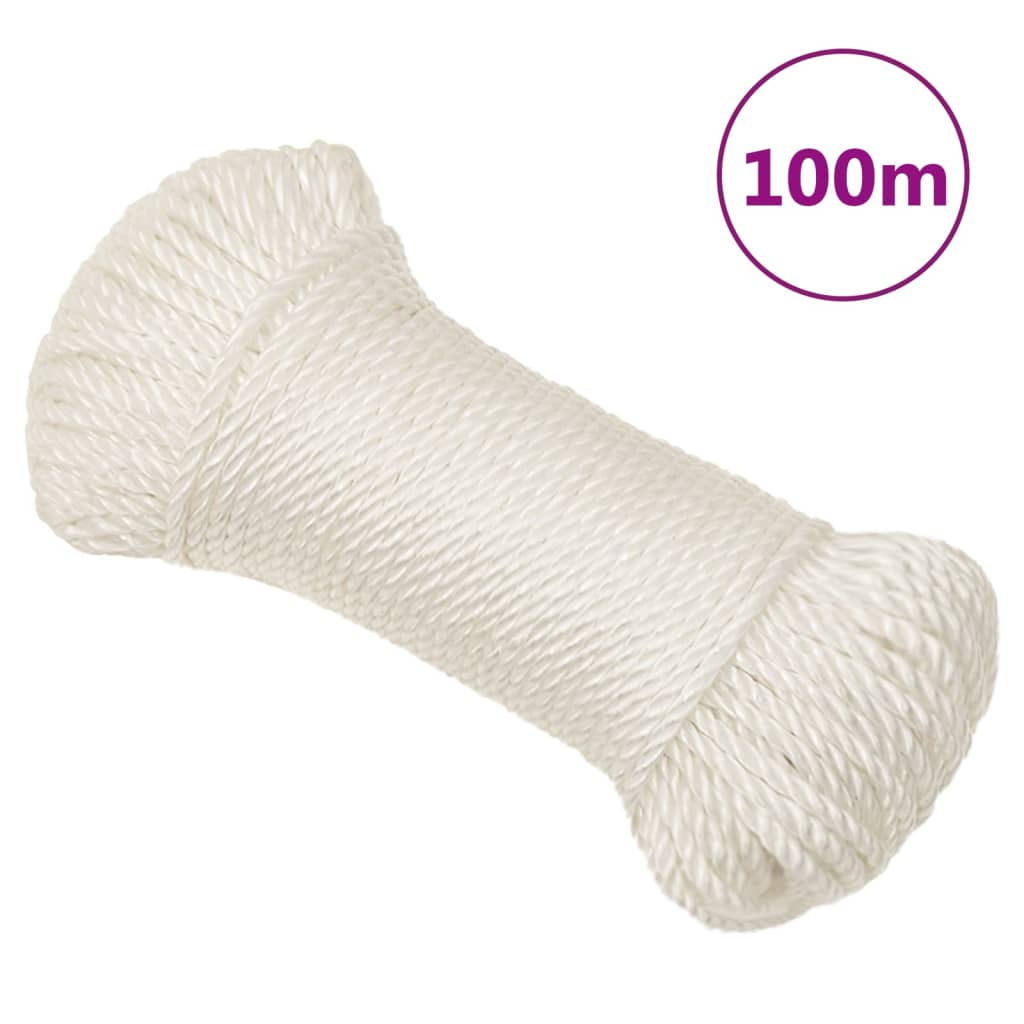 arbejdsreb 8 mm 100 m polypropylen hvid