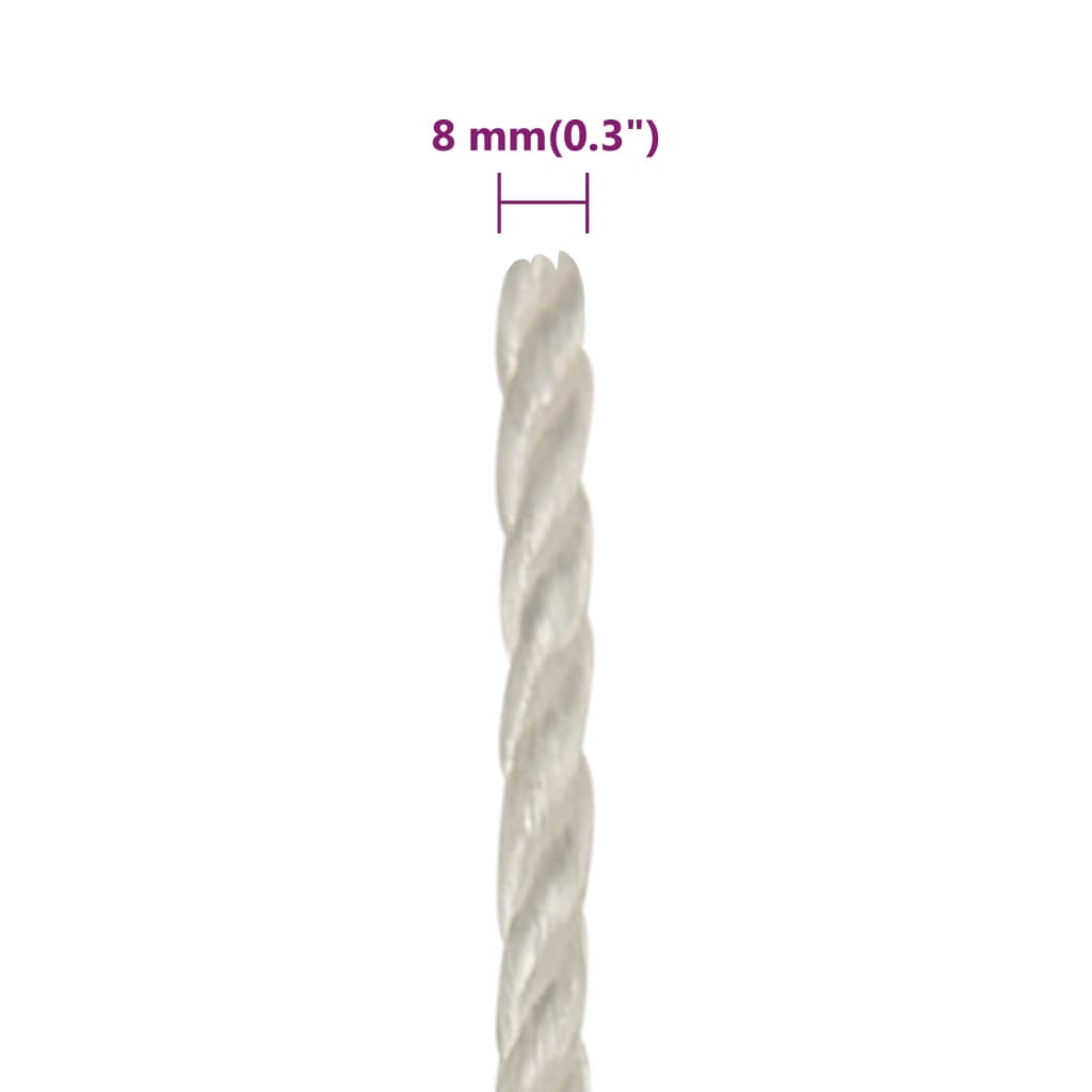 arbejdsreb 8 mm 100 m polypropylen hvid