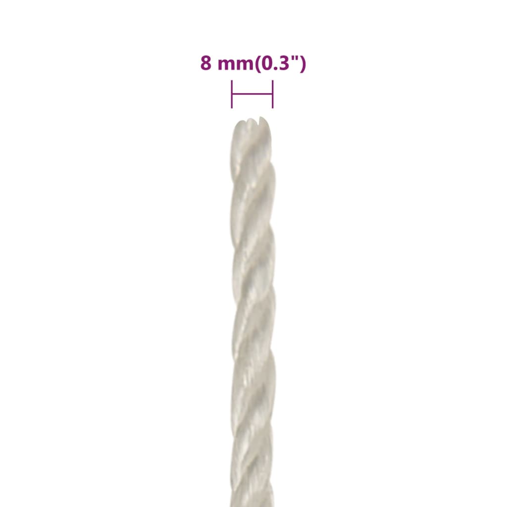 arbejdsreb 8 mm 500 m polypropylen hvid