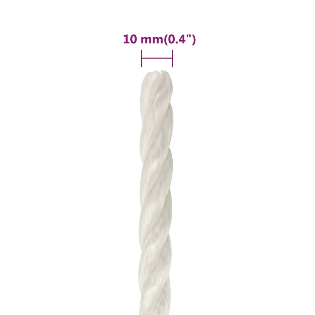 arbejdsreb 10 mm 25 m polypropylen hvid