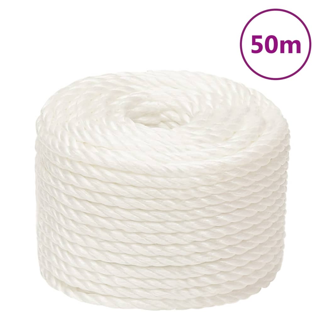 arbejdsreb 10 mm 50 m polypropylen hvid