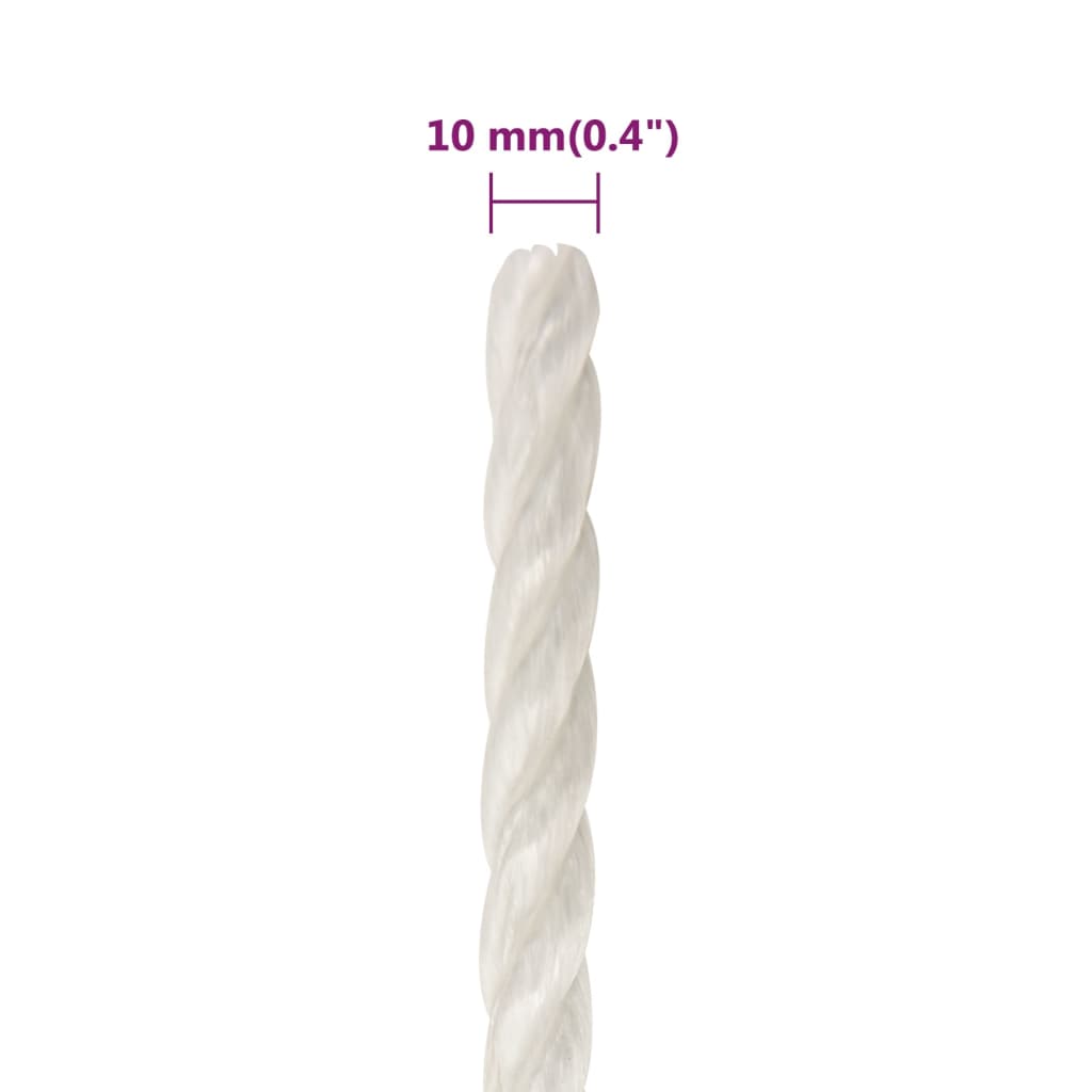 arbejdsreb 10 mm 500 m polypropylen hvid