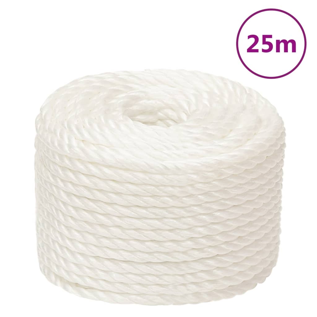 arbejdsreb 12 mm 25 m polypropylen hvid
