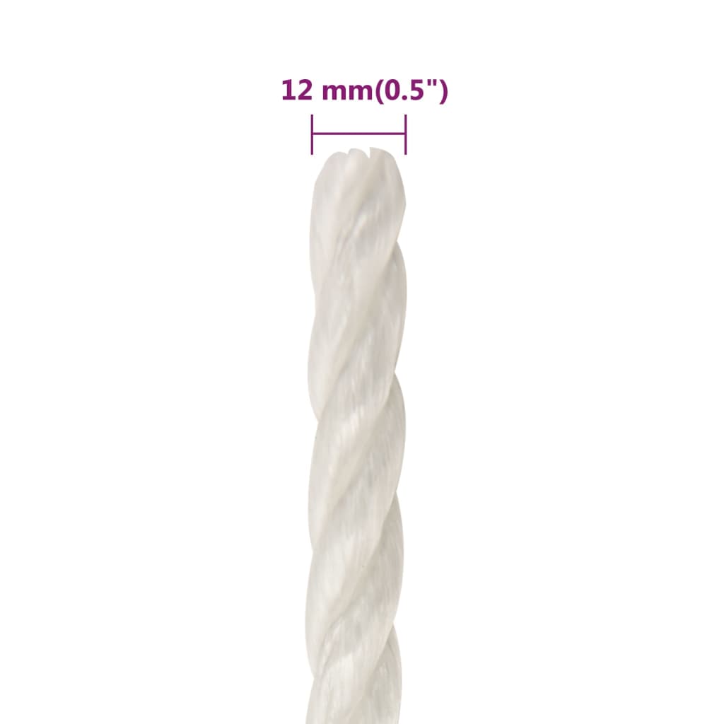 arbejdsreb 12 mm 25 m polypropylen hvid
