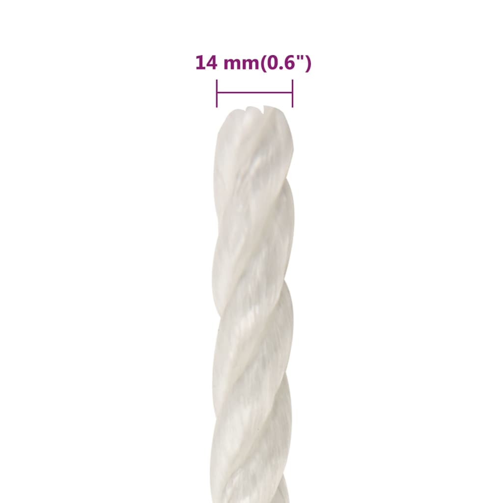 arbejdsreb 14 mm 25 m polypropylen hvid