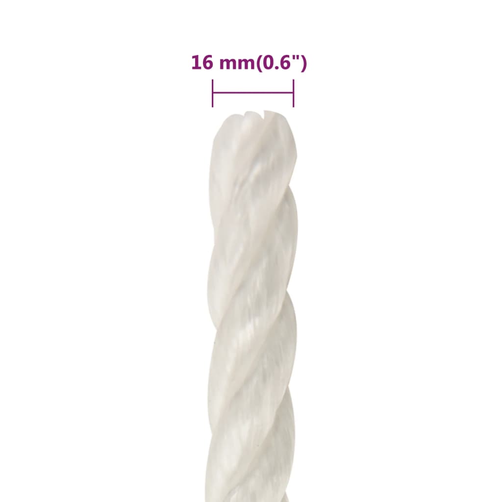 arbejdsreb 16 mm 25 m polypropylen hvid