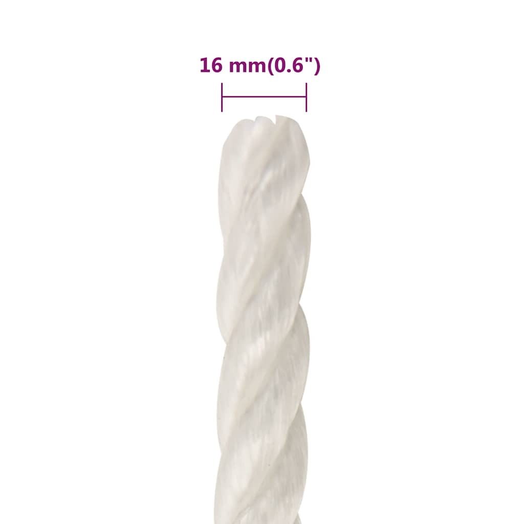 arbejdsreb 16 mm 100 m polypropylen hvid