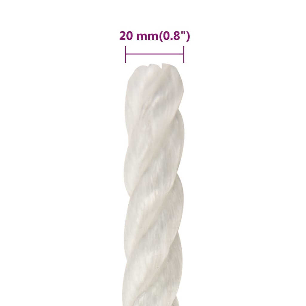 arbejdsreb 20 mm 100 m polypropylen hvid