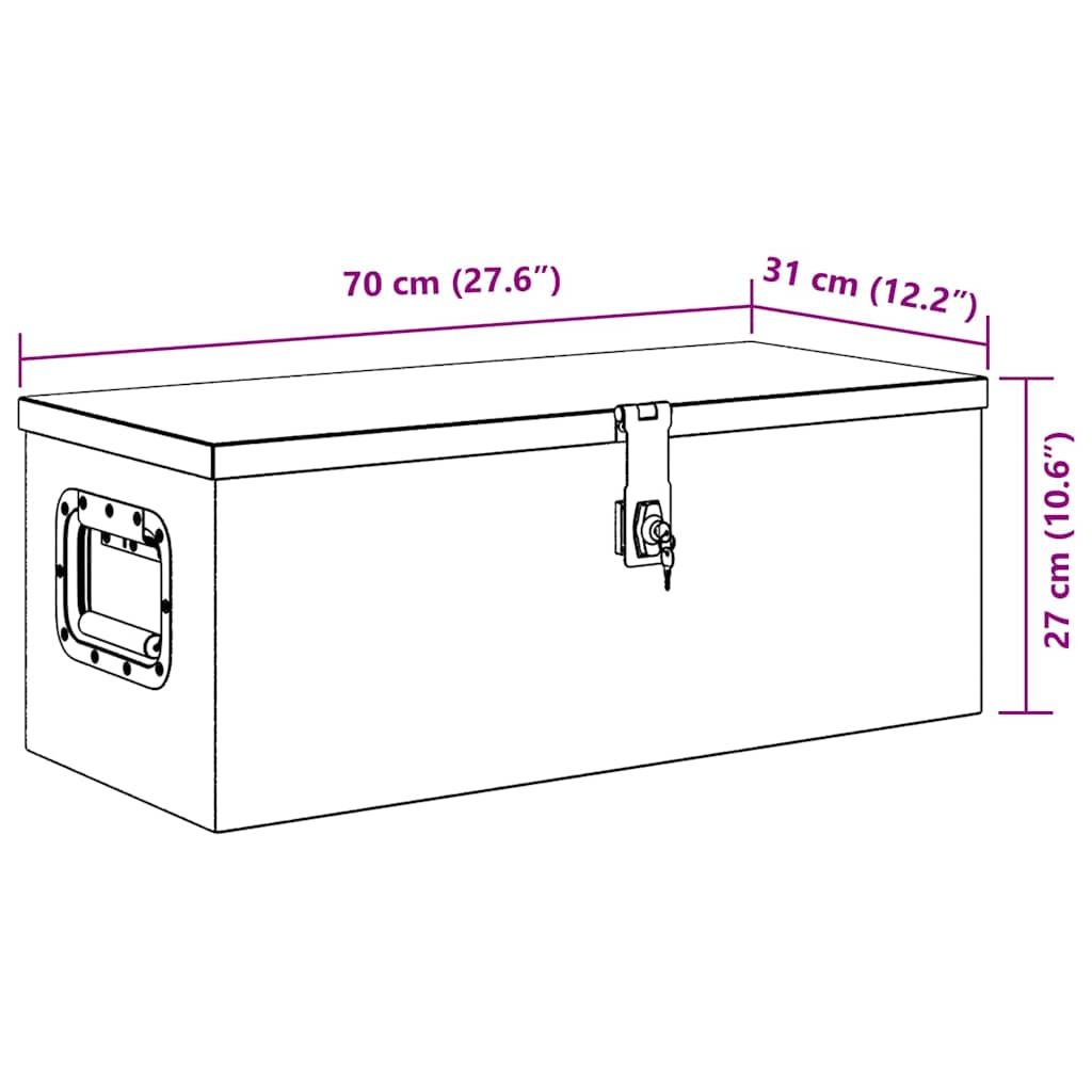 opbevaringskasse 70x31x27 cm aluminium sort