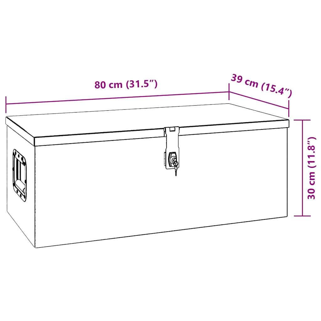 opbevaringskasse 80x39x30 cm aluminium sort