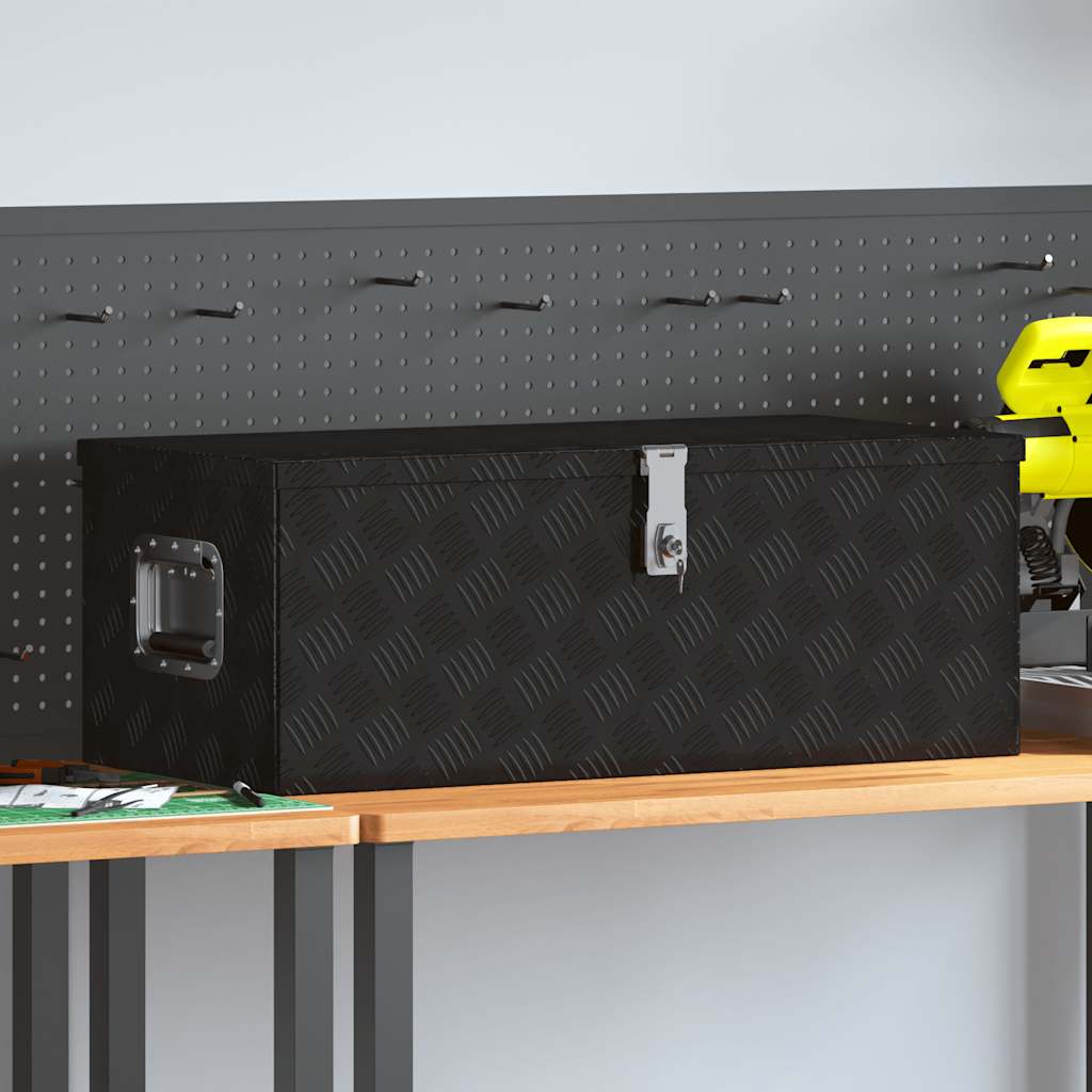 opbevaringskasse 80x39x30 cm aluminium sort