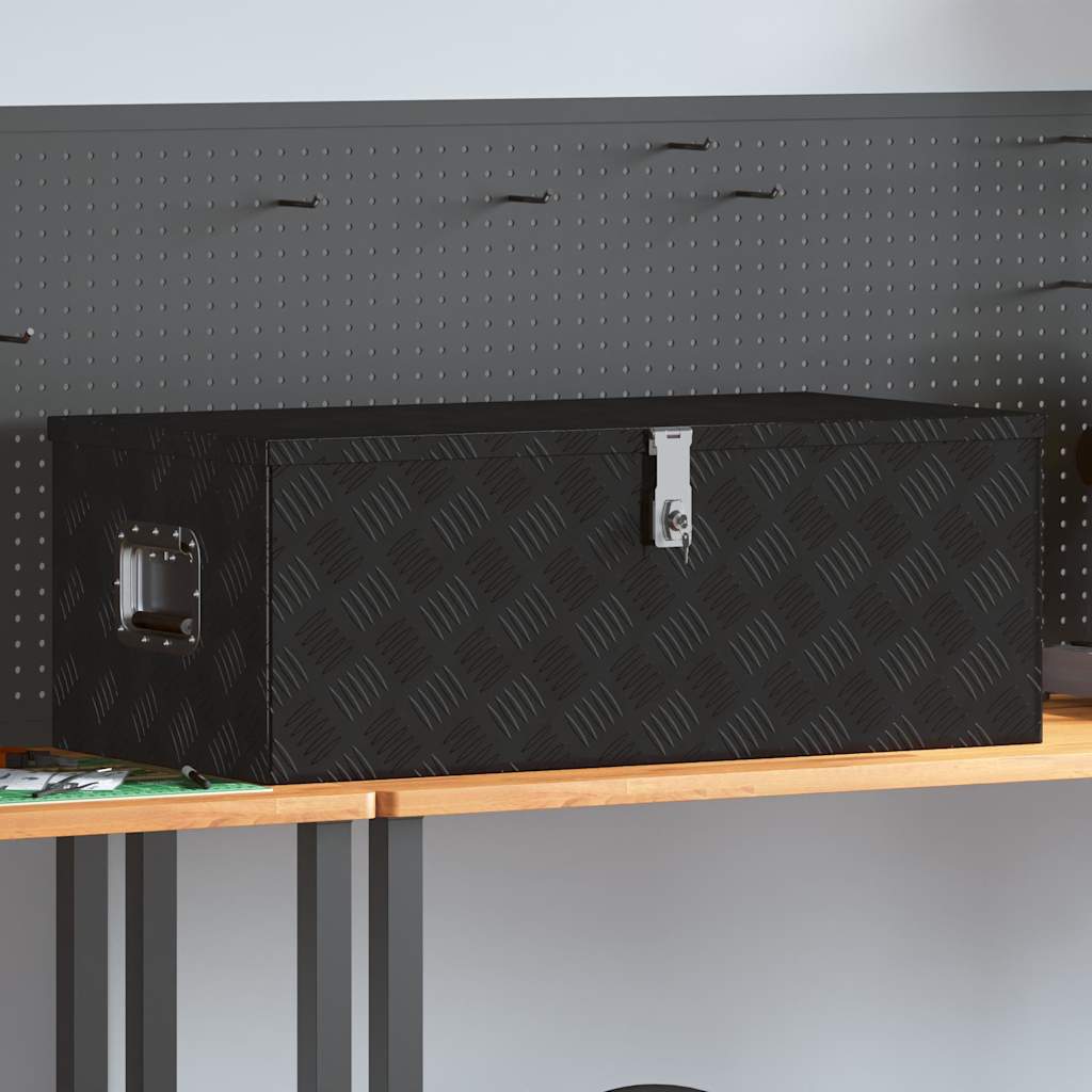 opbevaringskasse 90x47x33,5 cm aluminium sort