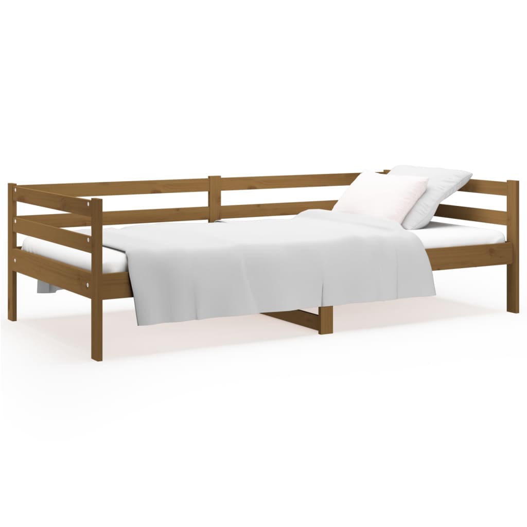 daybed 90x190 cm massivt fyrretræ gyldenbrun