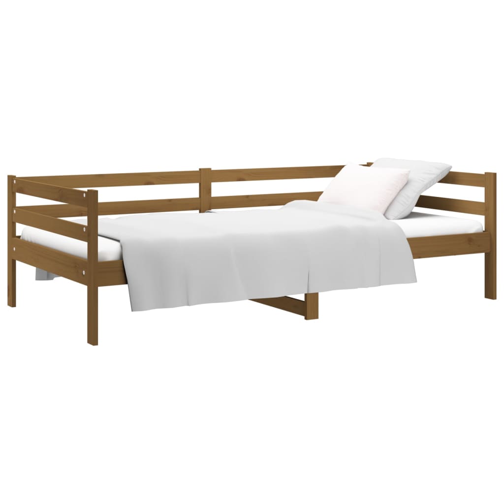 daybed 90x190 cm massivt fyrretræ gyldenbrun