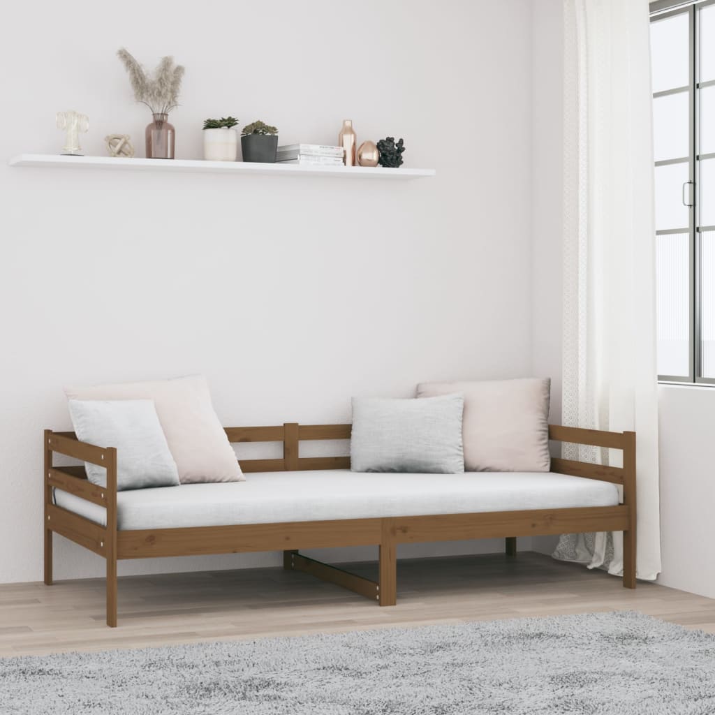 daybed 90x190 cm massivt fyrretræ gyldenbrun