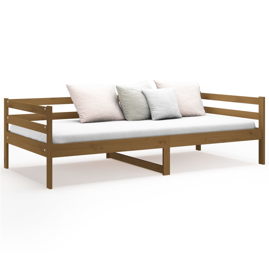 daybed 90x190 cm massivt fyrretræ gyldenbrun