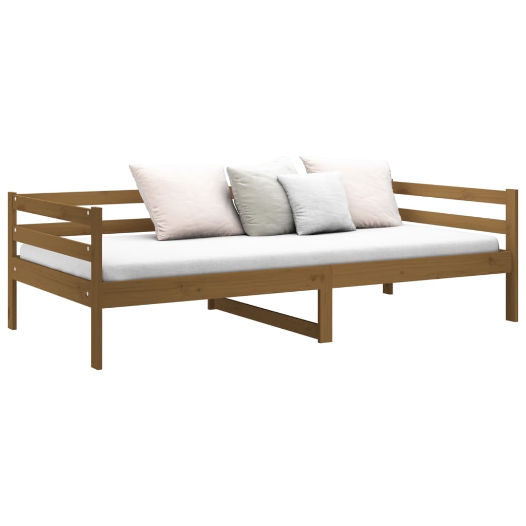 daybed 90x190 cm massivt fyrretræ gyldenbrun