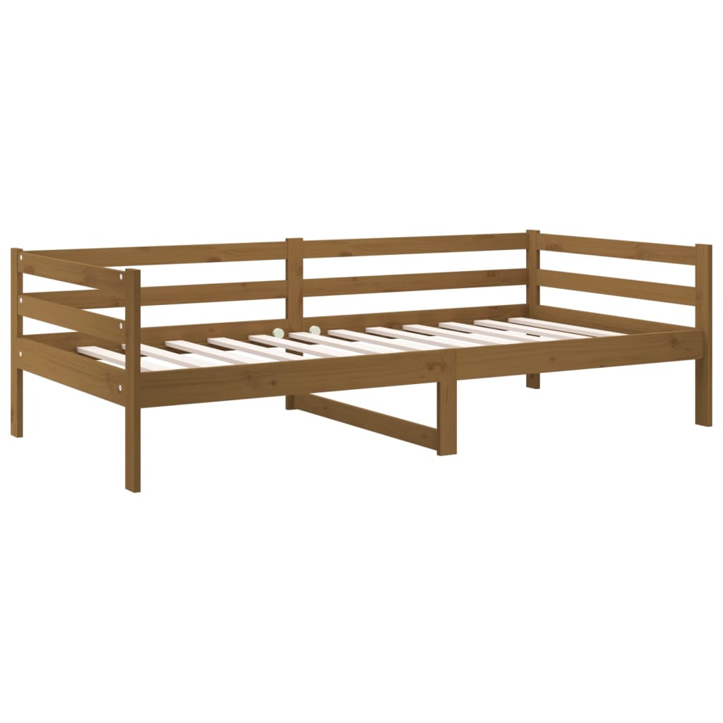 daybed 90x190 cm massivt fyrretræ gyldenbrun