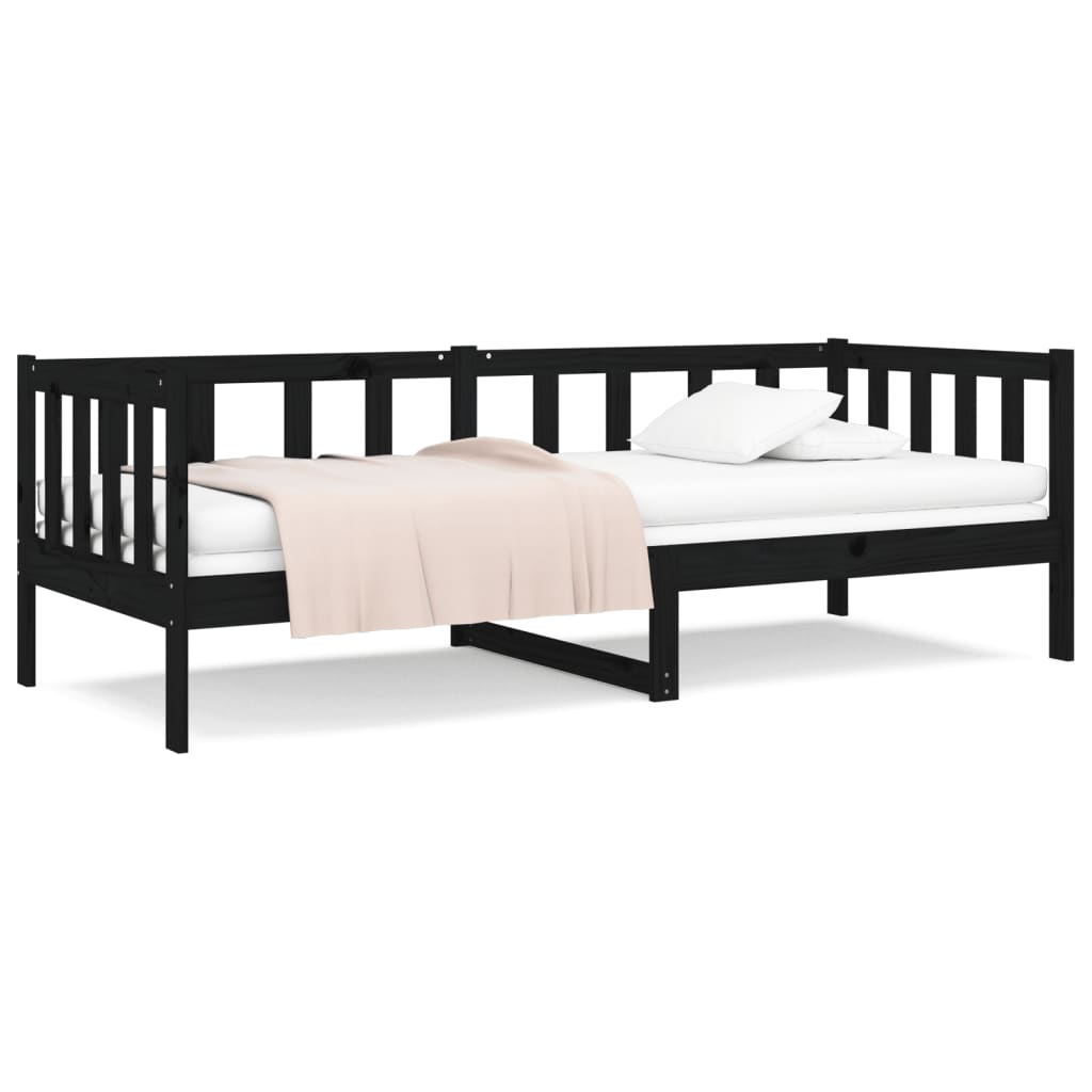 daybed 90x190 cm massivt fyrretræ sort