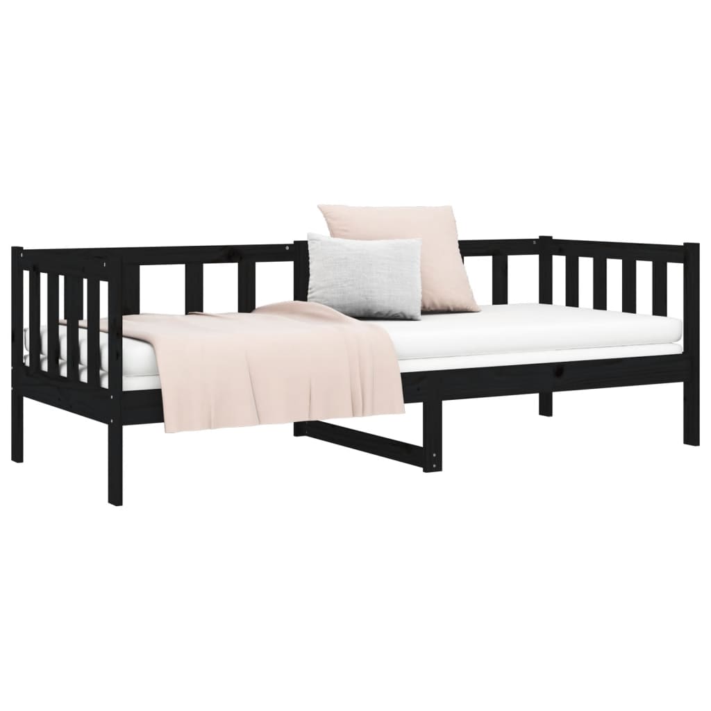 daybed 90x190 cm massivt fyrretræ sort
