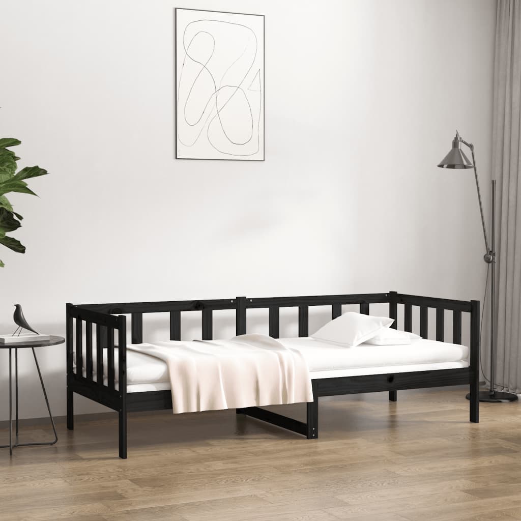 daybed 90x190 cm massivt fyrretræ sort