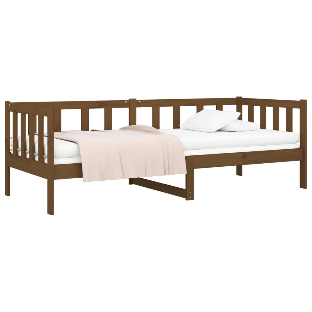 daybed 80x200 cm massivt fyrretræ gyldenbrun