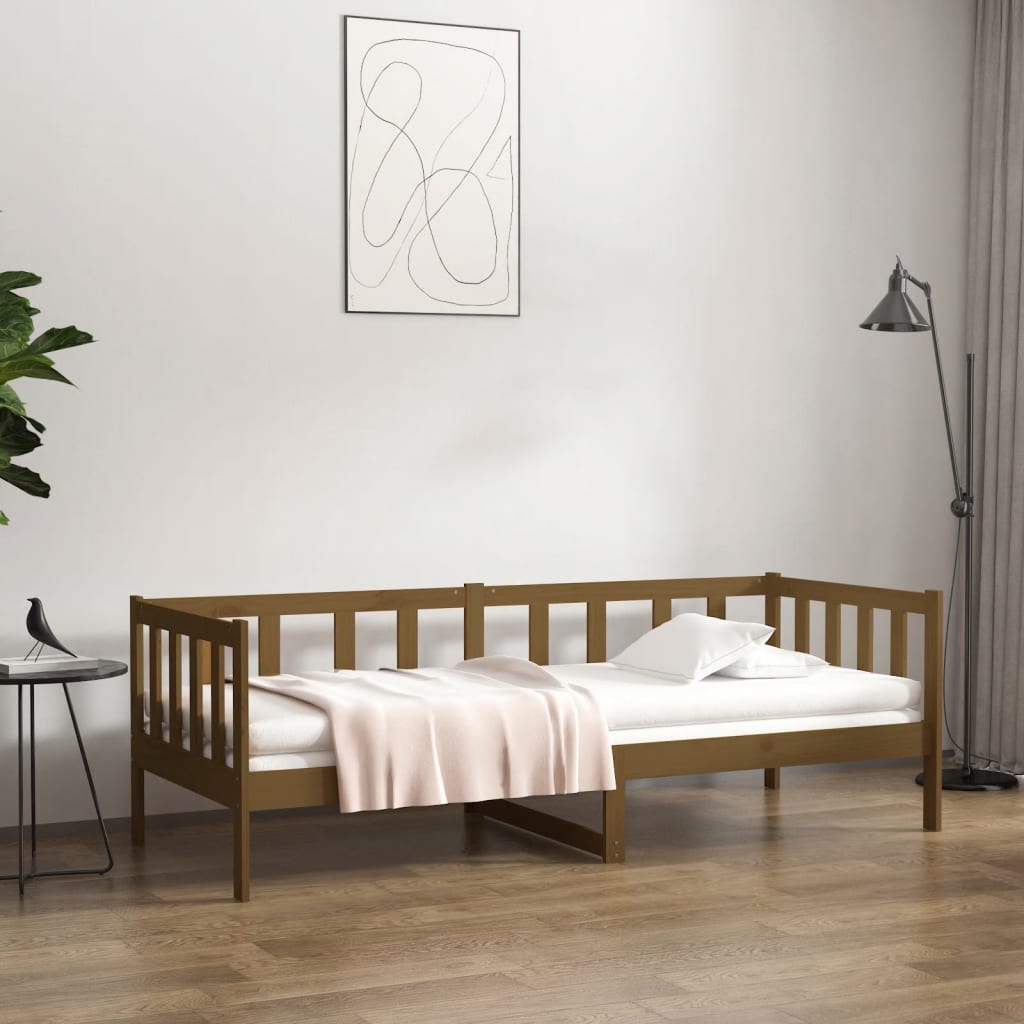 daybed 80x200 cm massivt fyrretræ gyldenbrun