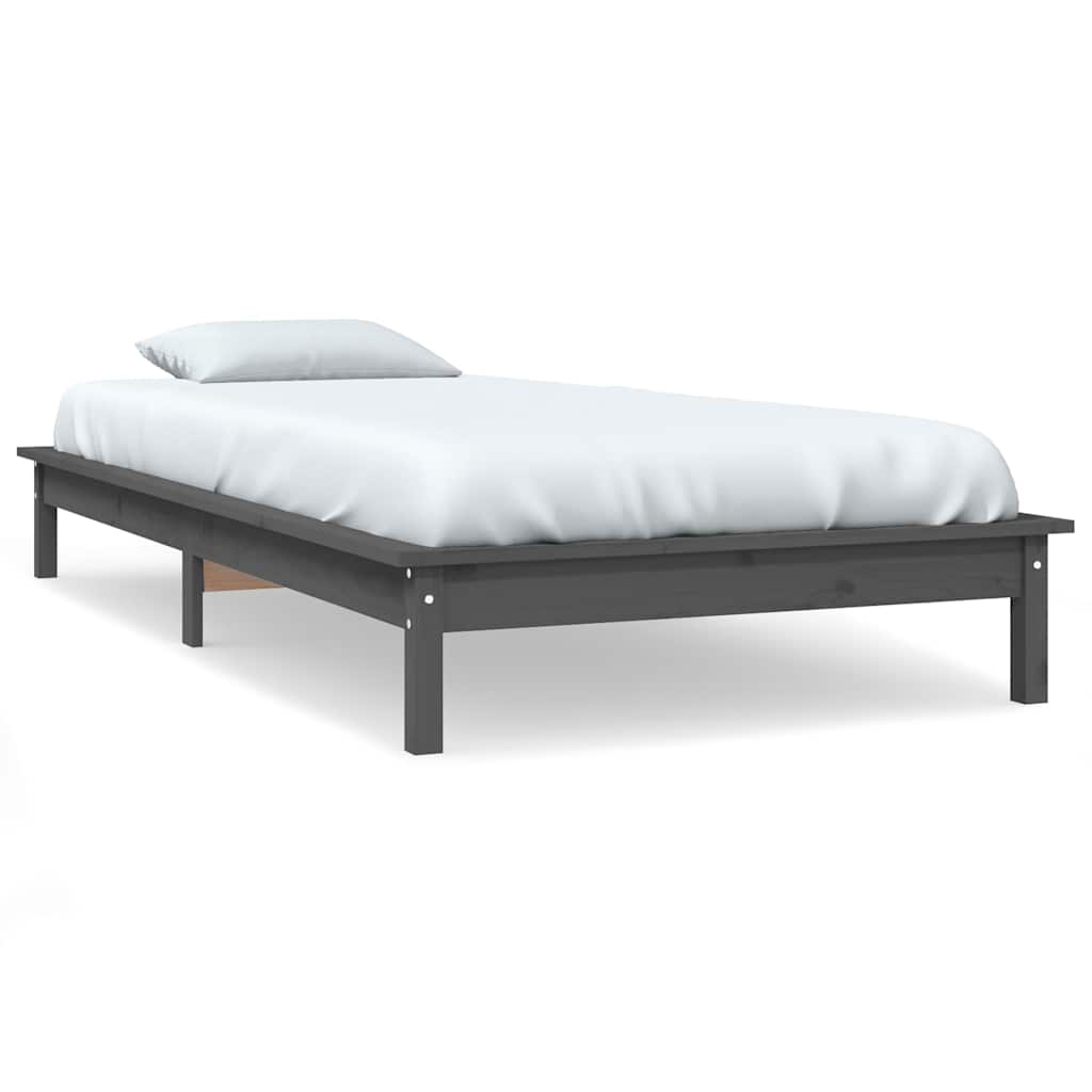 sengeramme 90x200 cm massivt fyrretræ grå