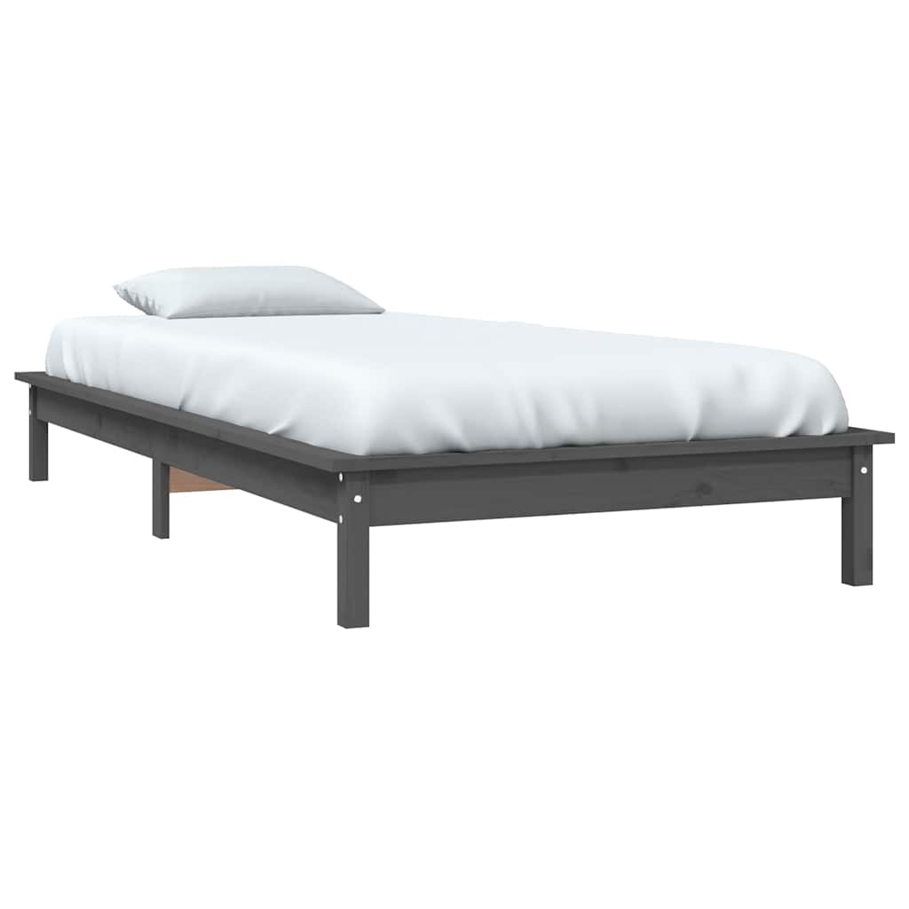 sengeramme 90x200 cm massivt fyrretræ grå