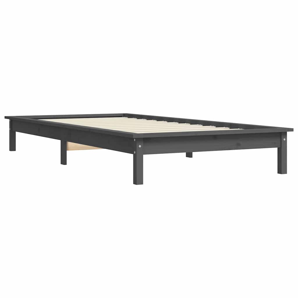 sengeramme 90x200 cm massivt fyrretræ grå